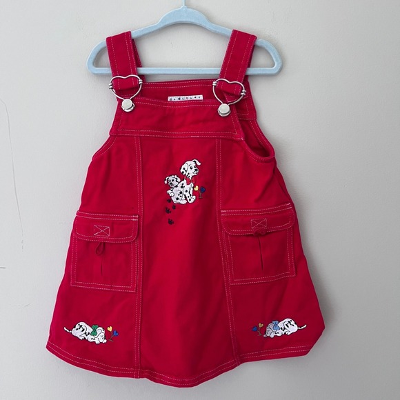 Samara Red Jumper Dress Dalmatian‎ Puppy Pockets Heart Straps 3T - Picture 1 of 6